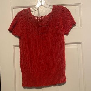 Red knit summer weight sweater Zara